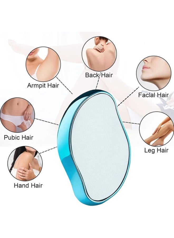 Crystal Hair Eraser for Women and Men, Reusable Crystal Hair Remover Magic Painless Exfoliation Hair Removal Tool, Magic Hair Eraser for Back Arms Legs - Blue - Image 5